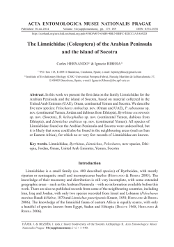 (Coleoptera) of the Arabian Peninsula and the island of Socotra