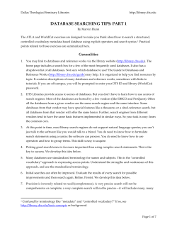 Search Tips 1 - DTS Library - Dallas Theological Seminary