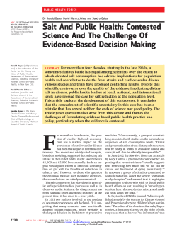 Salt And Public Health - NTR 503: Behavior Change