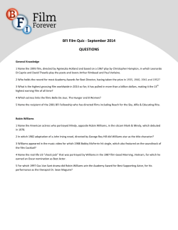 BFI Film Quiz - September 2014 QUESTIONS