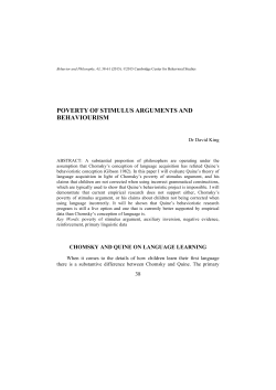 POVERTY OF STIMULUS ARGUMENTS AND BEHAVIOURISM
