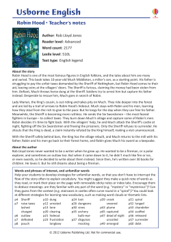 Robin Hood &bull; Teacher`s notes