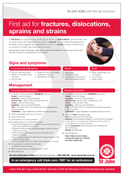 First aid for fractures, dislocations, sprains and strains
