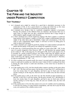 chapter 10 the firm and the industry under perfect competition