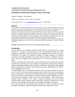 Precipitation Concentration Changes in Owerri and Enugu Abstract