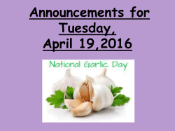 Announcements for Thursday, April 2, 2015