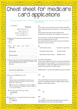 Cheat sheet for medicare card applications