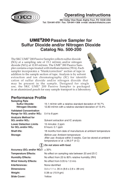 UMEX 200 Passive Sampler for Sulfur Dioxide and/or Nitrogen