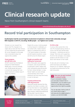 Clinical research update issue 4 - University Hospital Southampton