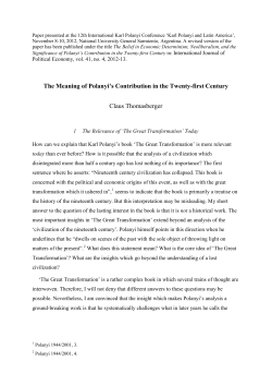 The Significance of Polanyi`s Contribution in the Twenty