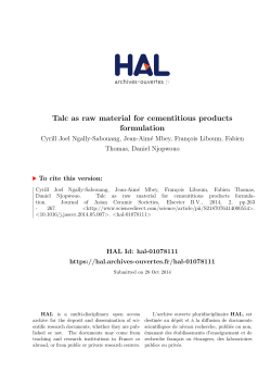 Talc as raw material for cementitious products formulation