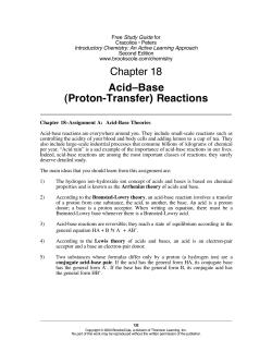 Chapter 18 Acid–Base (Proton-Transfer) Reactions