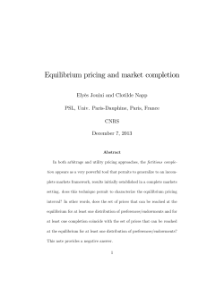 (2013). Equilibrium pricing and market completion.