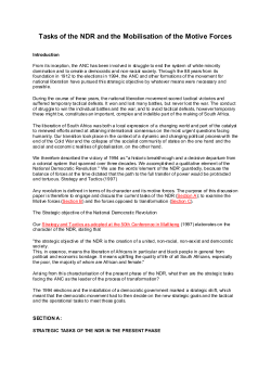 Tasks of the NDR and the Mobilisation of the Motive Forces