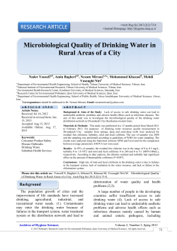 Microbiological Quality of Drinking Water in Rural Areas of a City