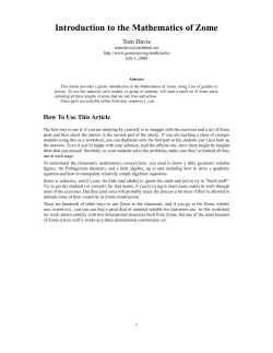 Introduction to the Mathematics of Zome