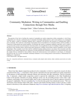 Community Mediation: Writing in Communities and