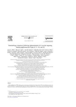 Immunologic responses following administration of a vaccine