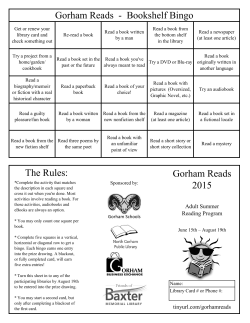 Adult Summer Reading Bookshelf Bingo Sheet