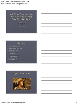 Just Cause Does Not Mean Just - National Public Employer Labor