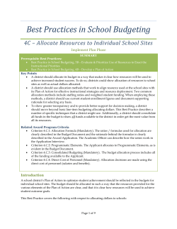 Allocate Resources to Individual School Sites