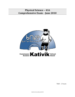 Physical Science &ndash; 416 Comprehensive Exam &ndash; June 2010