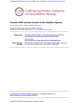 Transfer RNA and the Control of the Histidine Operon