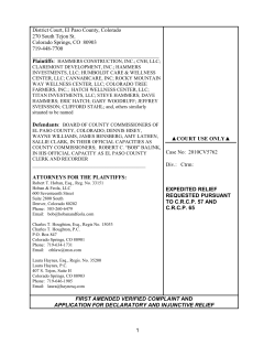 1 District Court, El Paso County, Colorado 270 South Tejon St