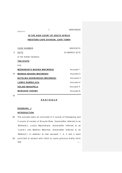 SENTENCE /RG /... 1 IN THE HIGH COURT OF SOUTH AFRICA