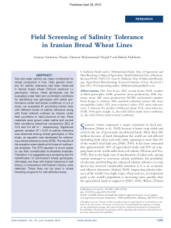 Field Screening of Salinity Tolerance in Iranian Bread Wheat Lines