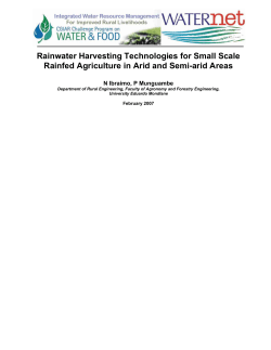 Rainwater Harvesting Technologies for Small Scale