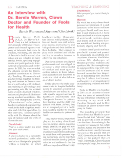An Interview with Dr. Bernie Warren, Clown Doctor and Founder of