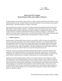 Metro East Web Academy Board Member Ethics and Conflicts of