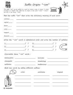 Suffix Origins -ism