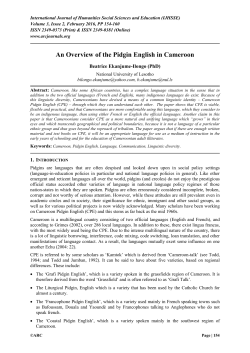 An Overview of the Pidgin English in Cameroon