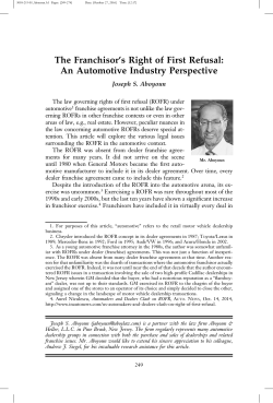 The Franchisor`s Right of First Refusal: An Automotive Industry