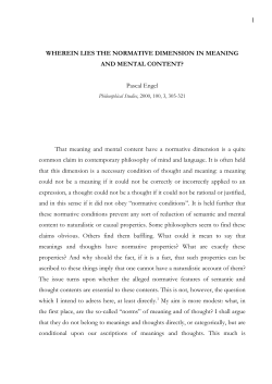 1 WHEREIN LIES THE NORMATIVE DIMENSION IN MEANING AND