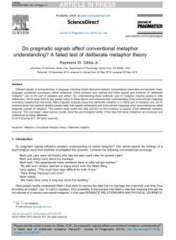 Do pragmatic signals affect conventional metaphor understanding