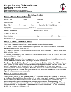 a printable application - Copper Country Christian School