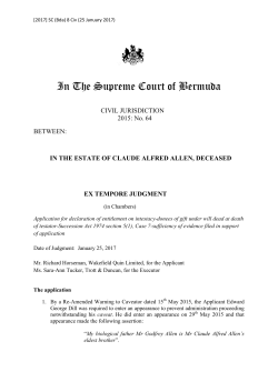 Estate of C Allen [2017] SC (Bda) 8 Civ