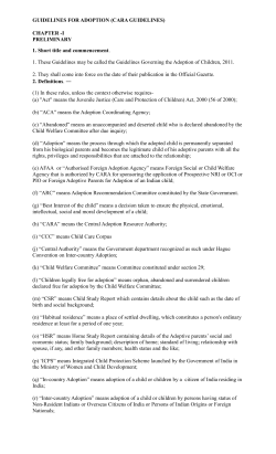 GUIDELINES FOR ADOPTION (CARA GUIDELINES) CHAPTER