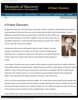A Pulsar Discovery - History Programs