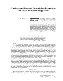 Motivational bases of prosocial and altruistic behavior