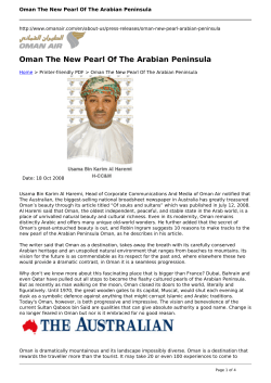 Oman The New Pearl Of The Arabian Peninsula