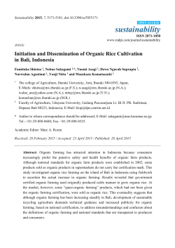 Initiation and Dissemination of Organic Rice Cultivation in Bali
