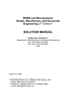 MEMS and Microsystems Design, Manufacture, and Nanoscale