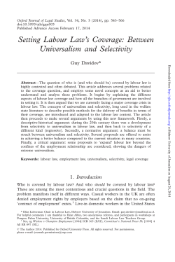 Setting Labour Law`s Coverage: Between Universalism and Selectivity