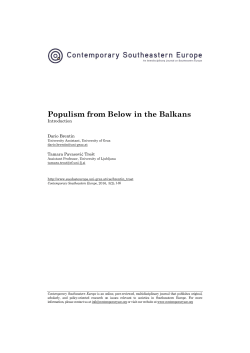 Populism from Below in the Balkans