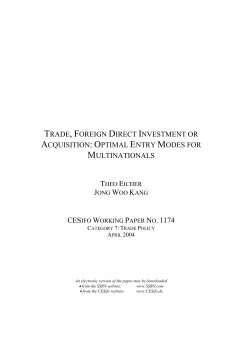 trade, foreign direct investment or acquisition: optimal entry modes