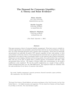 The Demand for Corporate Liquidity: A Theory and Some EvidenceJ